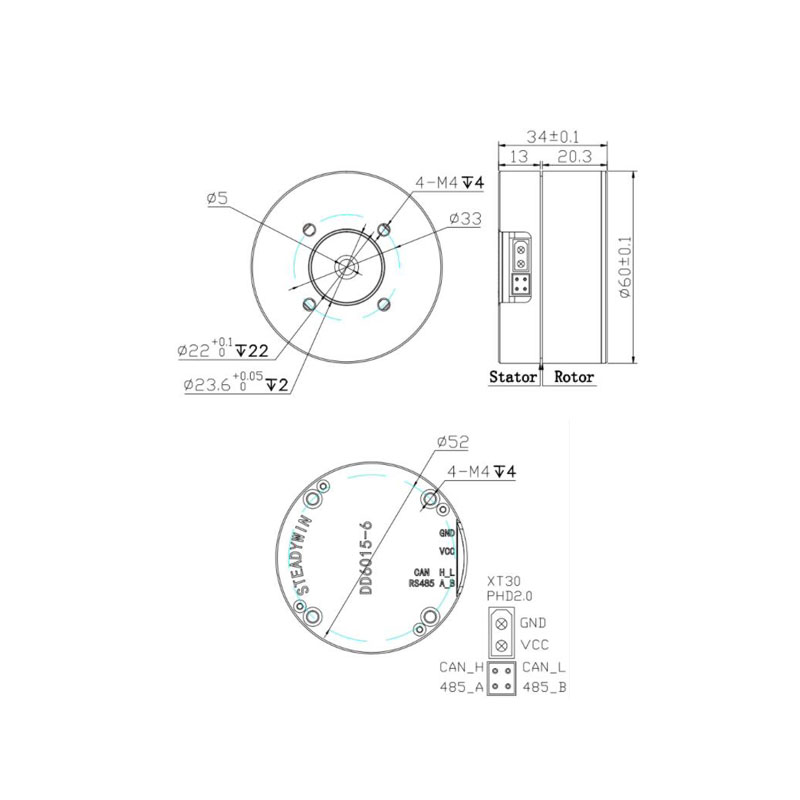 Direct Drive Servo Motor Robotics - แพน/ทิลท์, ตัวกันสั่น, โมดูลข้อต่อหุ่นยนต์ - มอเตอร์เซอร์โวขับตรง DD6015